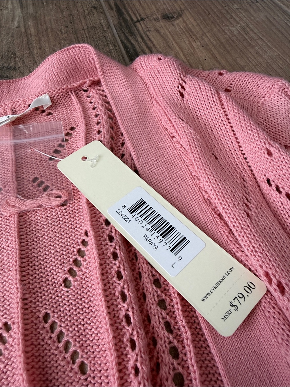 NWT Cyrus Women's Pointelle Open-Front Cardigan Sweater - Picture 3 of 5